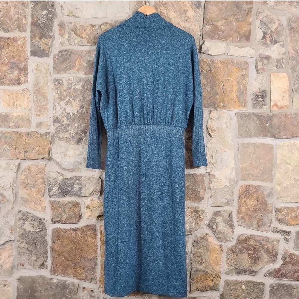 NWT Anthropologie Daily Practice Arabella Drapey Blue Long Sleeve Knit Dress - Picture 4 of 6